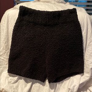 Black Cozy Sherpa High-Waisted Shorts